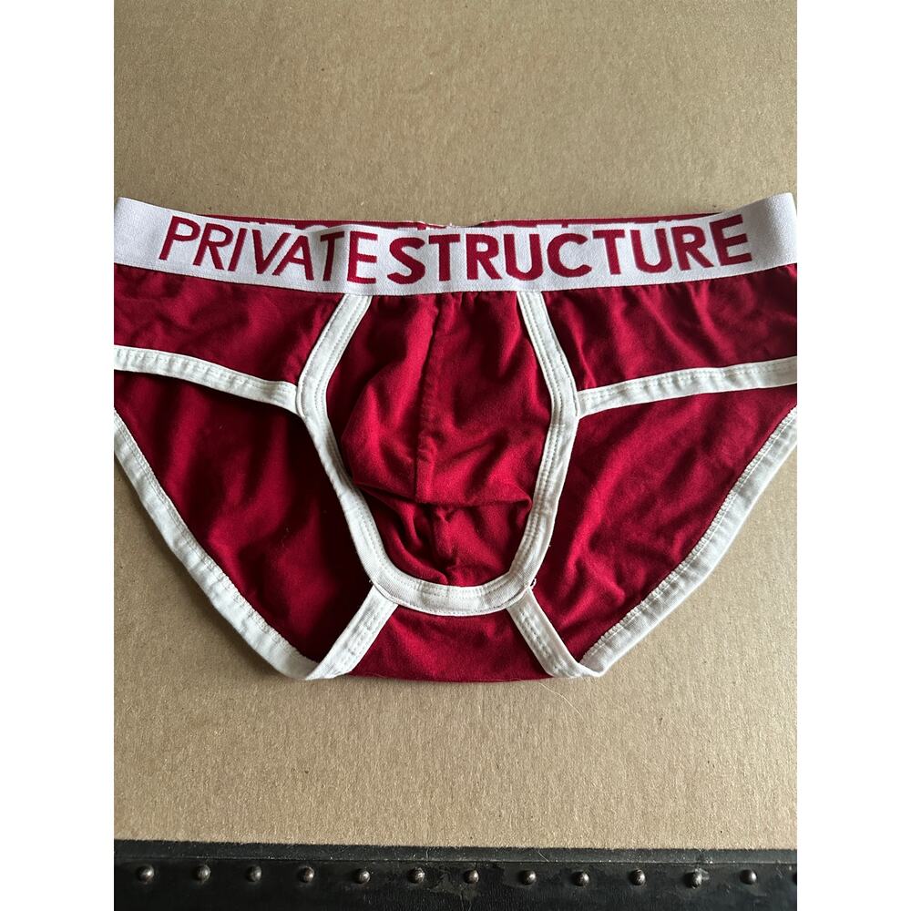 VTG Private Structure men’s mini brief underwear ringer red white L